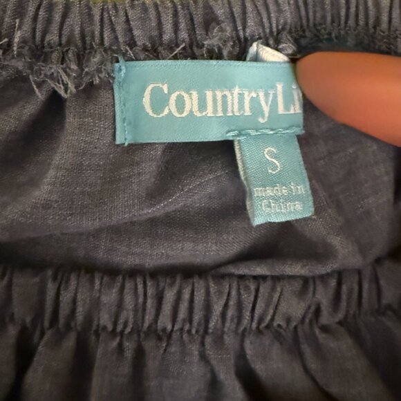 Embroidered Blue Peasant Style Top - Picture 5 of 6